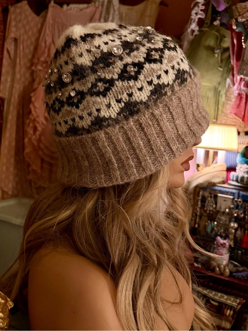 By Anthropologie Embellished Fairisle Beanie